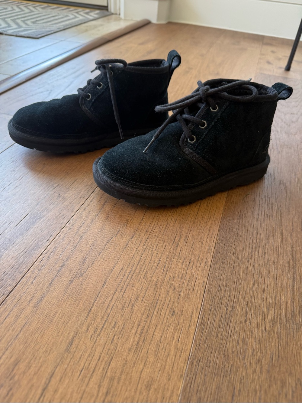 UGG Kids Black Suede Lace-Up Chukka Boots
